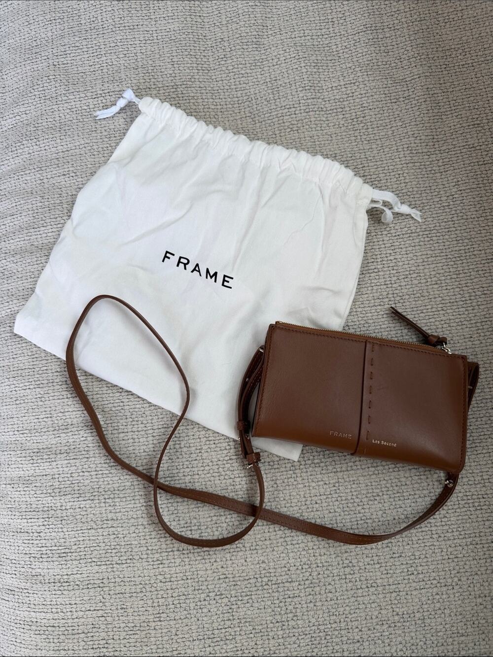FRAME Classic Leather Les Second Dark Brown Crossbody Wallet Bag Purse
